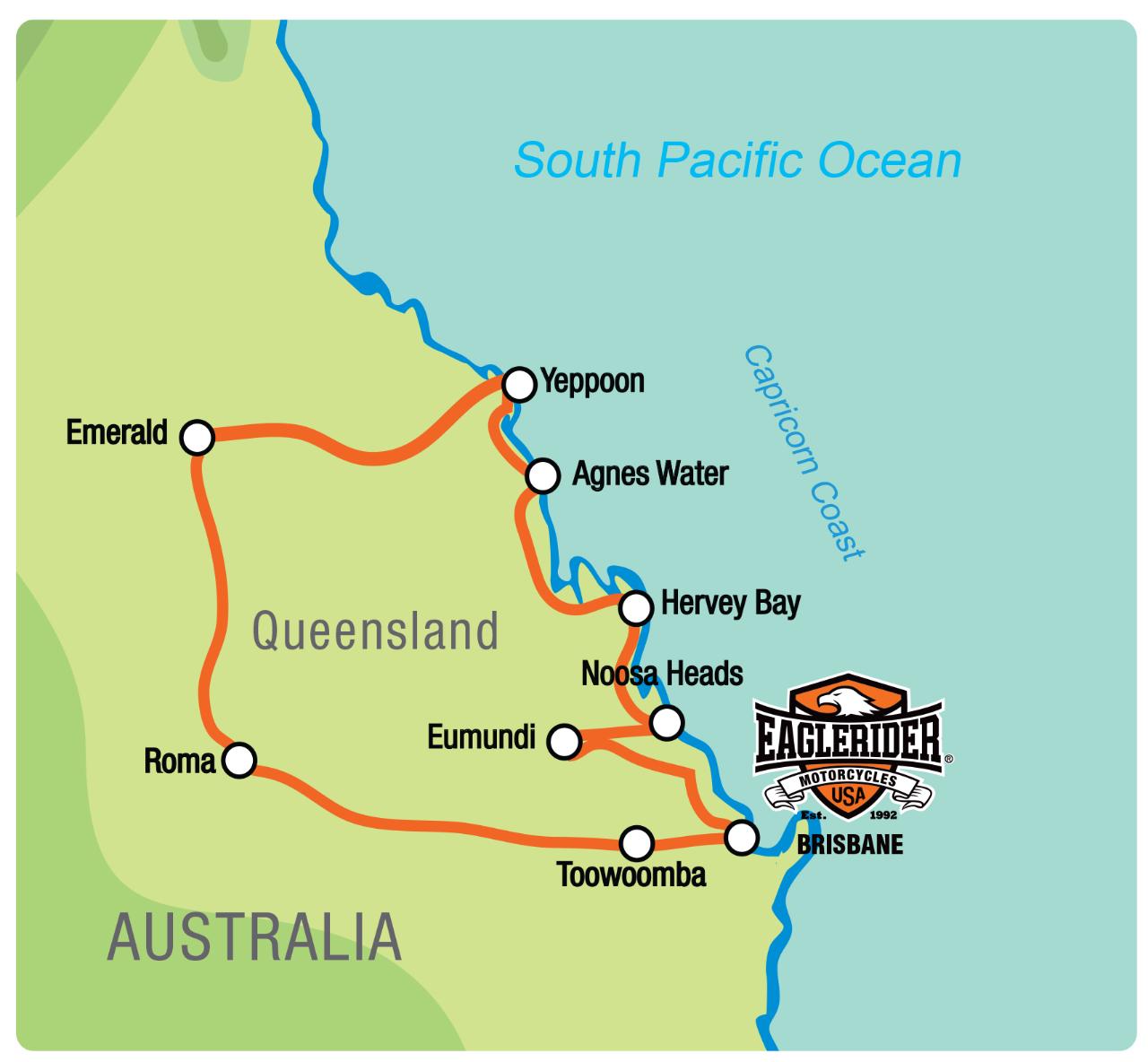 Capricorn Coast Queensland - Self Drive Motorcycle Tour (BNE)